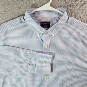 Untuckit Shirt Men Large Button Up Long Sleeve Blue Punch Pastel Plaid‎